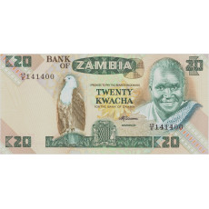 20 Kwacha Zambia 1986 Biljet